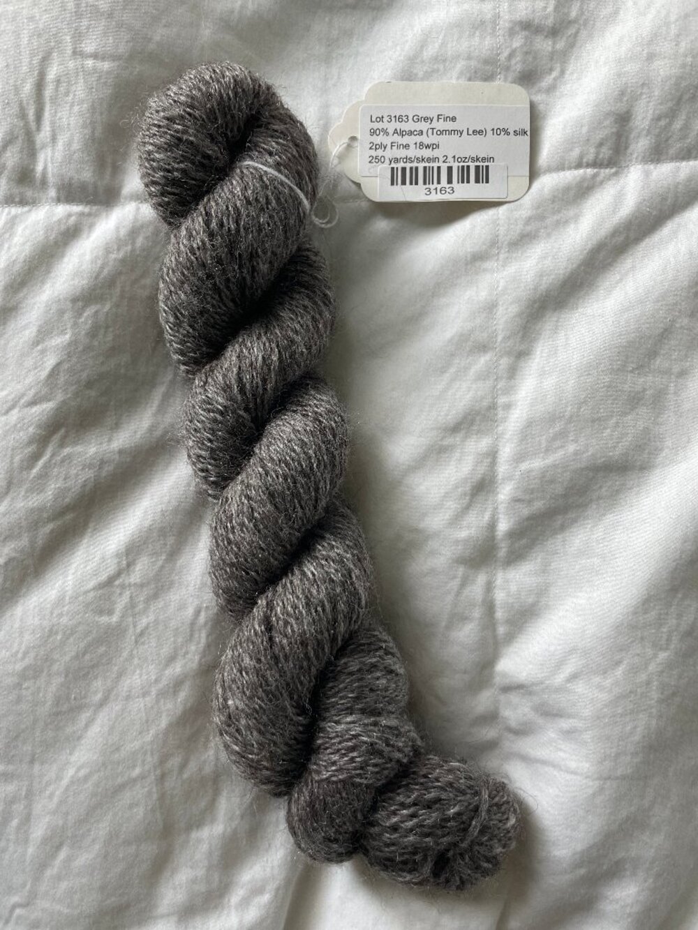ZZ Fiberworks Alpaca Fine Weight Yarn Gray